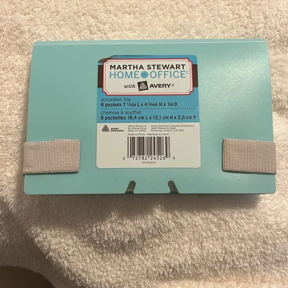 Martha Stewart Blue Accordion File with 8 Pockets